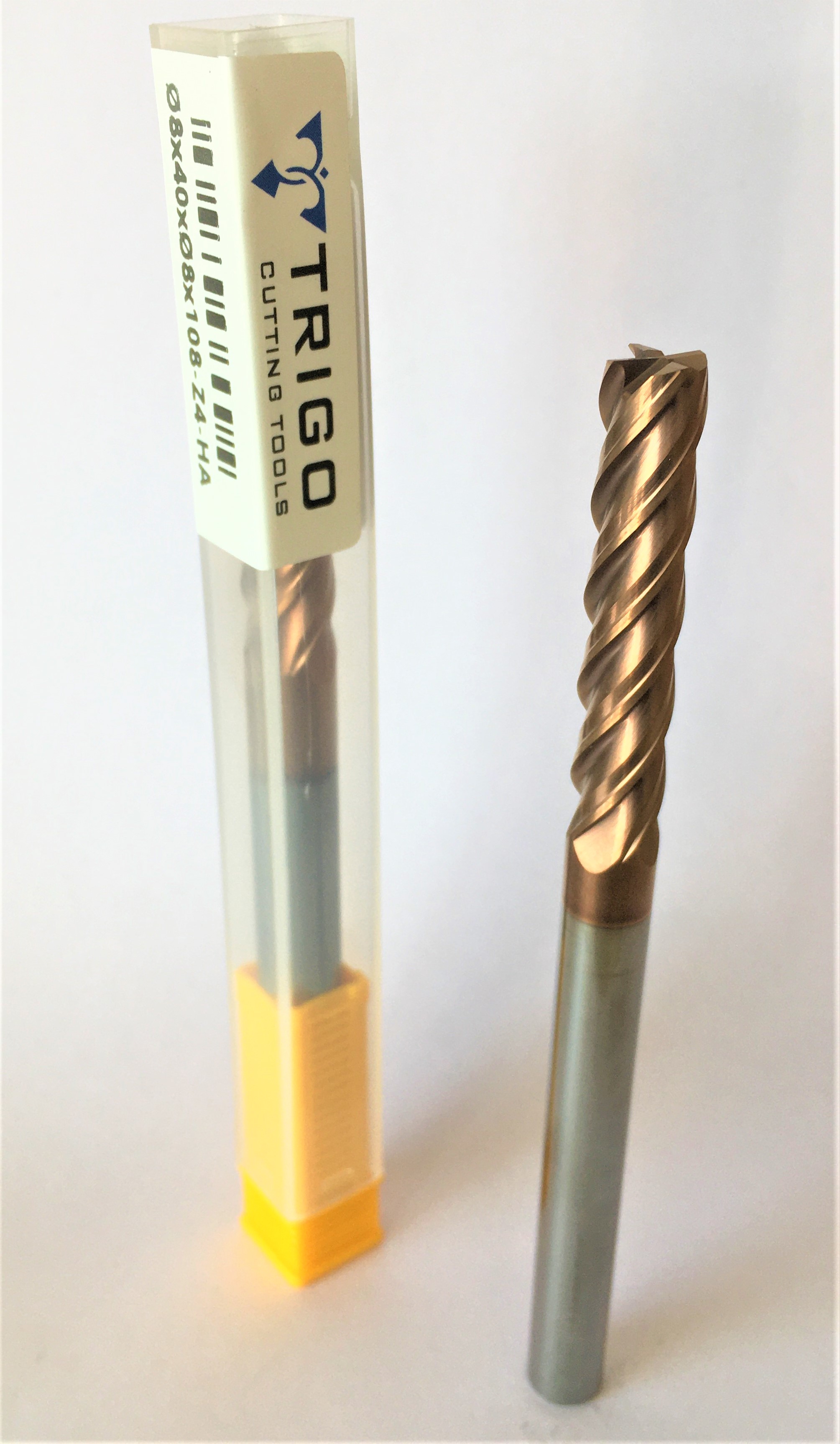 TRİGO 8 MM 100 BOY KARBÜR HRC55 4 AĞIZLI DÜZ ELMAS FREZE